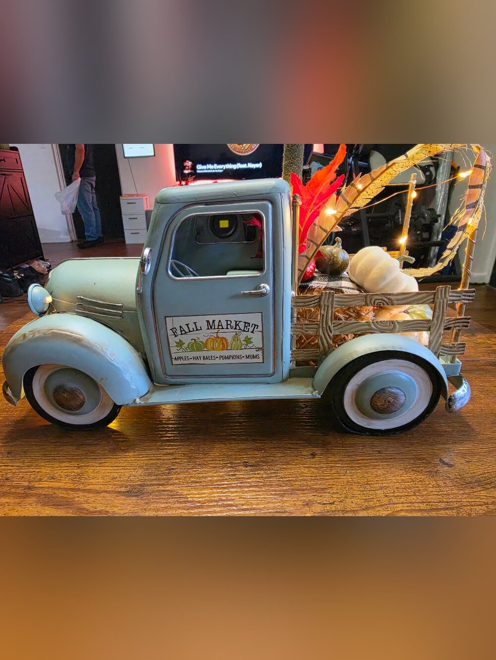Source Unknown Light Blue Fall Market Farmhouse Truck Accent